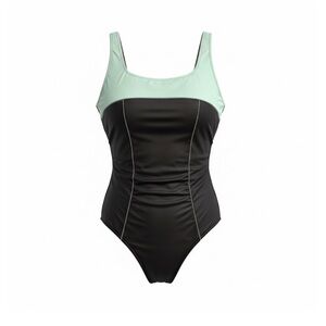 Miraclesuit Colorblock Touche One Piece Swimsuit Black Seafoam Size 16W EUC